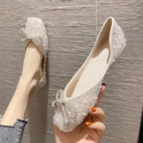 Soft-soled square-headed single shoes flat shoes 2021 new wild French shallow-mouthed shoes boat shoes gentle late night fairy shoes