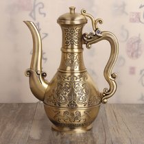 Russian bronze wine jug Antique bronze Wedding wine set European art Retro yellow wine jug Household white wine jug