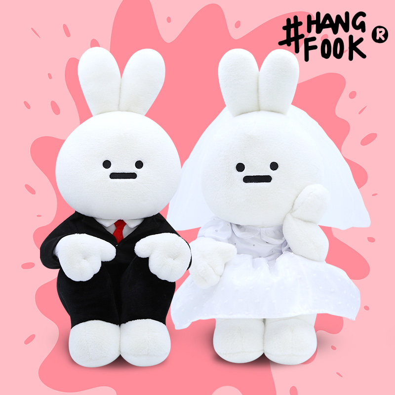 Hangfook艺术家联名压床喜娃娃一对结婚用品婚房布置抱枕婚庆公仔