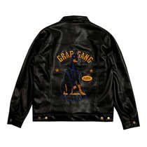 GRAF Original Brand Black Loyal Doberman Lamb Hair Inner Gold Buckle Cold-proof Black Leather Jacket Jacket