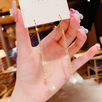 2021 Net Red Burst Love Flow Suear Line Long style High sense round face Slim Ear Ornament Female Fashion Temperament