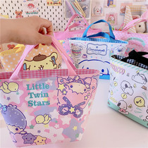 Cartoon portable heat-insulating Gemini big-eared dog hand carrying portable lunch box bag lunch bag student tableware storage bag