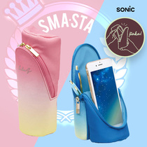 Japan Sonic pen bag vertical student creative variable pen holder large capacity men and women Pen bag SMA STA multi-function portable cosmetics sundries storage bag