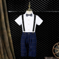 Boys suit suit short-sleeved 2021 summer new little host birthday childrens dress suit little boy