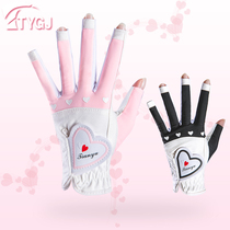 2 pairs of golf gloves lady silicone slip gloves open air touch screen 1 double