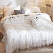 ins princess windy white bed sheet bunk bed four pieces full cotton pure cotton fairy bed nepotism red chlace 4