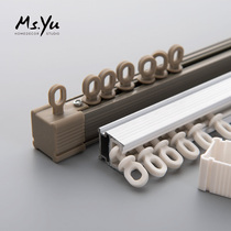 Deyu aluminum alloy curtain straight track nano silent top side installation single double track mantle rail# Miss Yu accessories