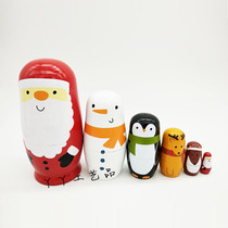 () Six-story Santa Claus Russian set doll wooden toy craft gift Valentines Day gift
