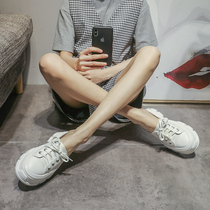 European station British wind Baotou drag 2021 spring and summer comfortable and wild white shoes thick-soled height-increasing muffin casual shoes