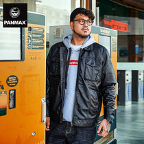 PANMAX mens leather spring new fat guy motorcycle leather jacket fat fat plus fat tide brand leather jacket men