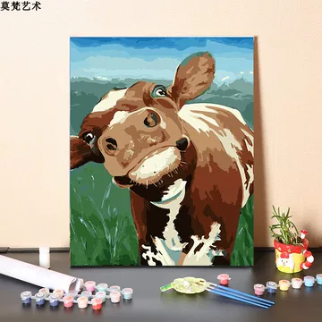 肉質画【牛】油彩画 数字油画牛-数字油画牛促销价格、数字油画牛品牌- 淘宝