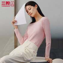 Three shots of undershirt woman silky high branch long suede cotton round collar lady autummy warm blouse autumn thin 23170