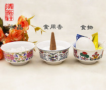 Ceramic bowl cup tall Thai eight auspicious multi-treasure three-piece offering supplies put food like tower incense art brand universal