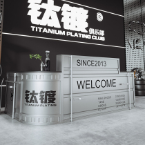 Bar cashier shop small milk tea shop bar retro industrial style restaurant commercial creative front desk reception