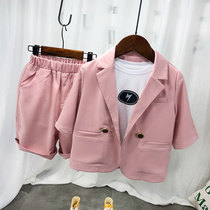 Childrens short sleeve suit children handsome mens suit summer boy casual English little gentleman summer baby suit