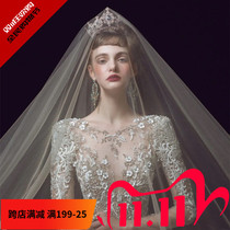 High-end Korean yarn transparent type hard yarn head yarn Bride wedding long tailing headdress Super fairy photo ceremony yarn