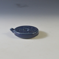 Antique porcelain retro Republic of China style sky blue glaze copper coin inkstone drops antique antique articles