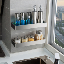 Eleven-dimensional stainless steel kitchen condiment rack spice rack wall hanging non-perforated wall hanger storage rack