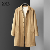 Business leisure windbreaker men long spring and autumn Young Mens lapel top loose size single-breasted coat