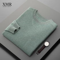 Simple fashion shoulder flower mens cashmere sweater 100 solid color wool sweater round neck pullover winter base sweater