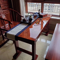 Bahua big board tea table Solid wood tea table Log dining table Safflower pear big board table countertop desk boss big desk
