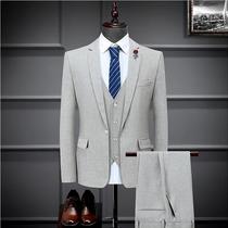 Suit suit Mens three-piece single-breasted business formal casual suit Best man suit Groom wedding dress trend