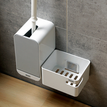 Toilet brush no dead corner washing toilet brush rack hanging wall home toilet silicone washing and stool brush set