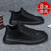 Spring new interior heightening mens shoes 10cm Leisure Inn Deodorant Mens Tooling Boots Pure Black Men Sports Shoes