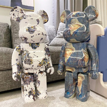Violence Bear bearbrick Van Gogh splashing ink building blocks ornaments doll Tide play trend doll blind box model