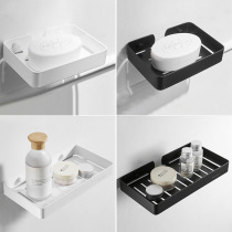 Punch-free 304 stainless steel soap mesh balcony soap box Black nail free soap dish bathroom soap rack