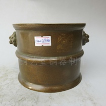 Copper Art Hall antique pure copper beast pen holder study red copper lion pen holder incense burner copper incense burner copper ornaments