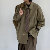 A few jiwuus Autumn New Japanese retro solid color work shirt male and female amique shirt coat