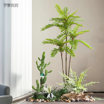 Simulation of Toona sinensis tree cactus column false green plant combination landscape plant landscaping hotel window open decoration ornaments