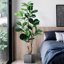 Roman mother Nordic light luxury simulation green planting piano leaf Banyan potted fake plant large living room indoor floor ornaments