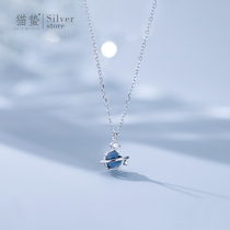 Cat sting S925 sterling silver 2021 new female glass necklace light luxury niche design sense high autumn choker