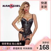 High-end series embroidered flower steel support gathered small chest cross-border corset underwear vest set thin Queen uniform