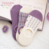 caramella socks womens tide spring and summer autumn thin low-top shallow womens boat Socks Korean version of invisible cotton mesh red socks