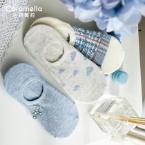 caramella socks womens tide spring and summer autumn thin low-top shallow womens boat Socks cotton net red all socks short