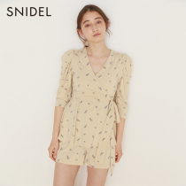 SNIDEL HOME Spring summer French style comeback crushed printed elastic lacing shorts SHCP212068