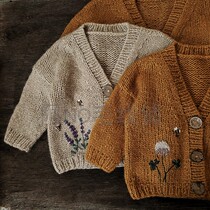 Little Bee cardigan Childrens shag embroidery cardigan A No Chinese braided illustration text description drawing