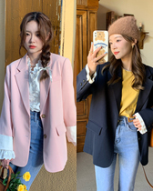 The smallest sea homemade pink suit jacket women's spring and autumn Korean temperament loose slim small suit jacket