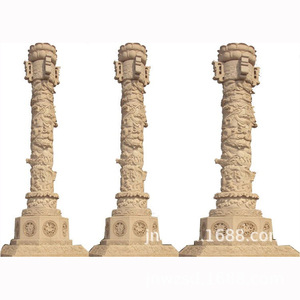 景区刻字石头柱子图案厂区景观石雕形象柱制作石刻云纹方柱价格