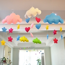 Clouds and stars hanging Childrens Day room decoration Shop Mid-Autumn Festival classroom layout Kindergarten creative air hanging