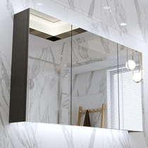 Toilet rubber wood bathroom mirror cabinet Solid wood mirror box Wall-mounted bathroom locker mirror with shelf Wall-mounted