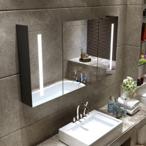  Solid wood bathroom mirror cabinet Wall-mounted toilet Smart mirror box toilet bathroom mirror rack Dressing storage