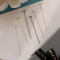Small Z Youpint Korea 925 pure silver plated 14K glossy straight strip earrings male length earline female fluor soulder