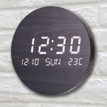 Log New Chinese Wall Clock Household Living Room Fashion Led Millennium Calendar Digital Electronic Clock Hanging Wall
