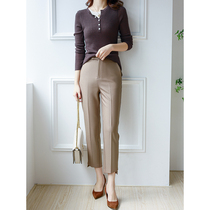 Corn high-end early autumn new Sa Mei handsome fashion exquisite small details solid color commuter pants pipe suit pants women