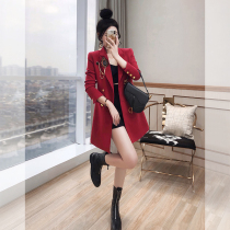 Suit coat ladies 2022 new women's spring English style suit retro Hong Kong style red professional suit