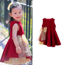 Toullejour girl clothes spring autumn heat pin asymmetrical wave pendulum bright silk velvet gown dress dress dress